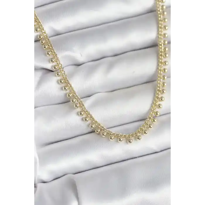 Pirinç Gold Renk Sıralı Topçuk Model Kadın Kolye