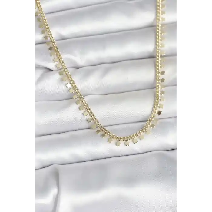 Pirinç Gold Renk Sıralı Yıldız Kadın Kolye