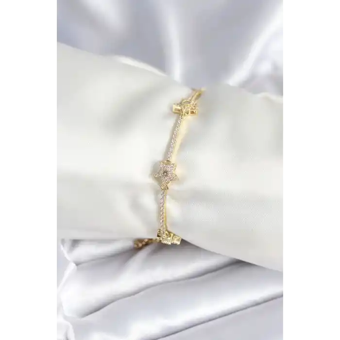 Pirinç Gold Renk Yıldız Model Kadın Bileklik