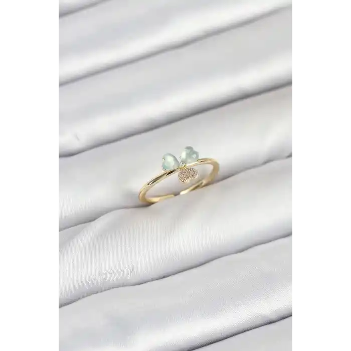 Pirinç Gold Renk Yonca Model Kadın Yüzük