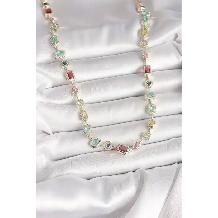 Pirinç Gold Renk Zirkon Taşlı VIP Seri Kadın Kolye