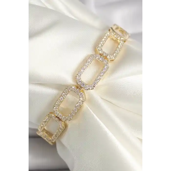 Pirinç Gold Renk Zirkon Taşlı Zincir Model Xuping VIP Exclusive Seri Bileklik