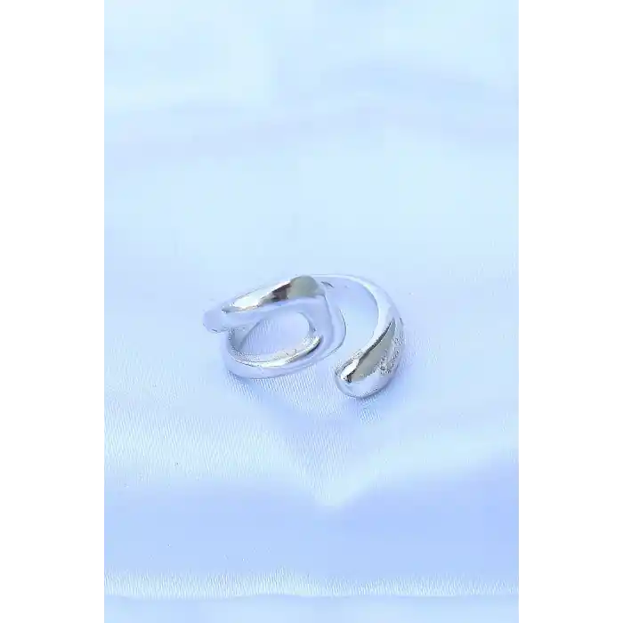 Pirinç Gümüş Renk Ayarlanabilir Yüzük