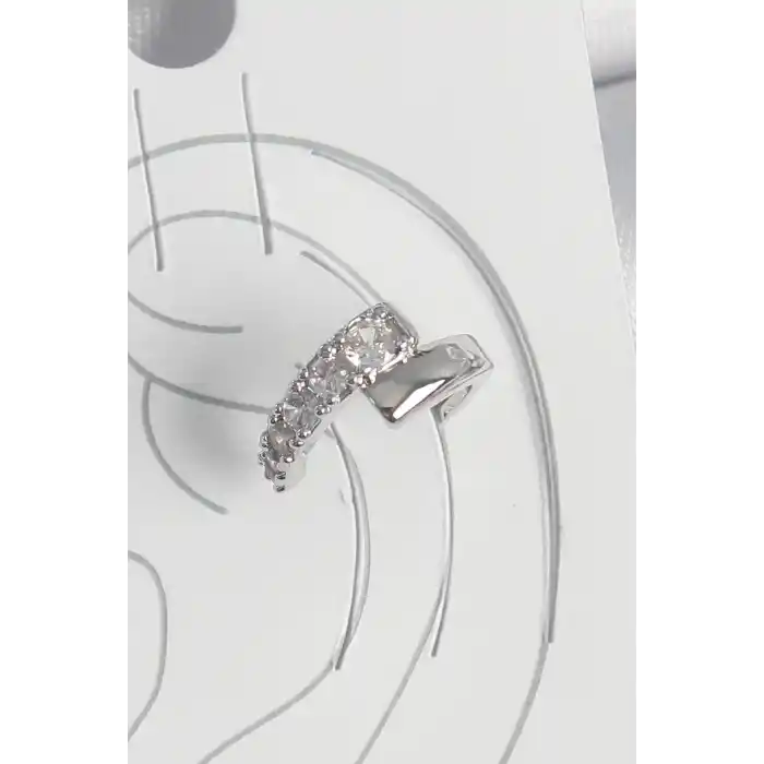 Pirinç Gümüş Renk Zirkon Taşlı Kadın Kıkırdak Küpe