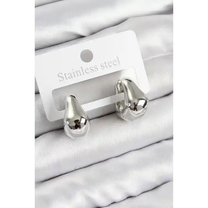 Pirinç Halka Model Gümüş Renk Kadın Küpe