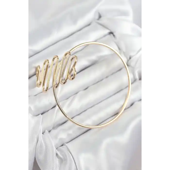 Pirinç Kıvrımlı Model Gold Renk Kadın Pazu Bileklik