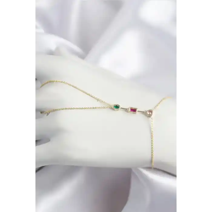 Pirinç Renkli Zirkon Taşlı Model Gold Renk Şahmeran