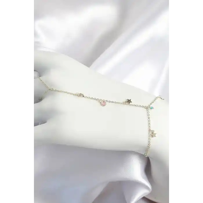 Pirinç Renkli Zirkon Taşlı Sallantılı Yıldızlı Model Gold Renk Kadın Şahmeran