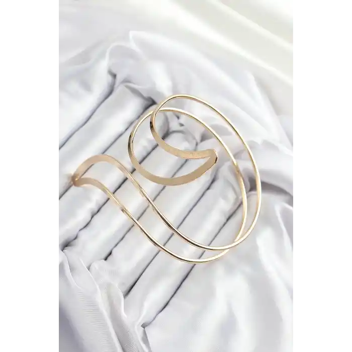 Pirinç Soyut Alev Desenli Gold Renk Kadın Pazu Bileklik