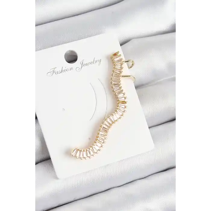 Pirinç Su Yolu Model Gold Renk Sağ Kıkırdak Küpe