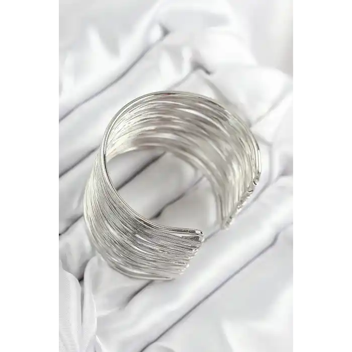 Pirinç Tel Sarma Model Gümüş Renk Kadın Bileklilk