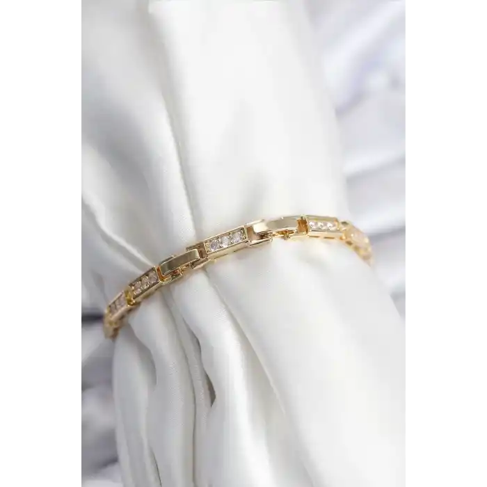 Pirinç VIP Seri Gold Renk Parçalı Model Kadın Bileklik