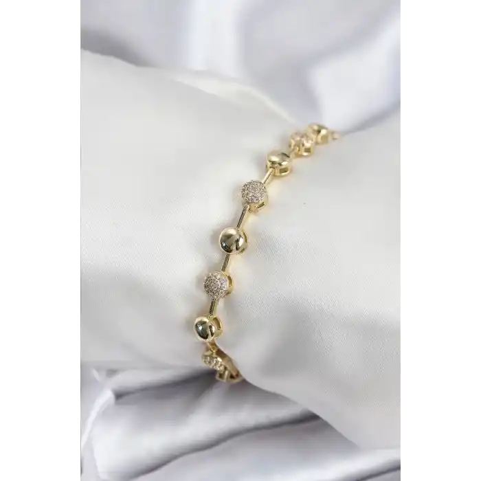 Pirinç VIP Seri Gold Renk Topçuk Model Kadın Bileklik