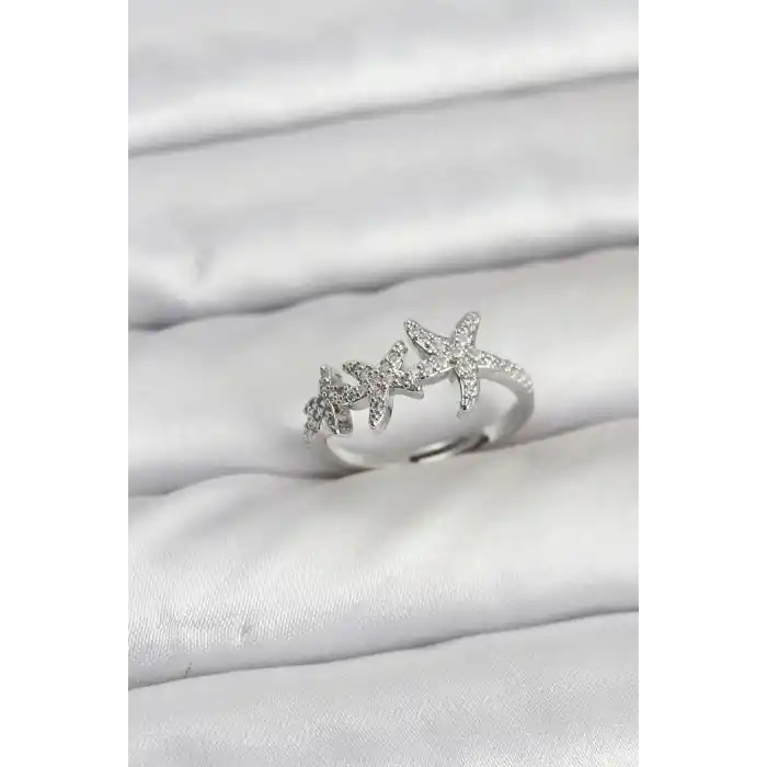 Pirinç Yıldız Model Gümüş Renk Kadın Yüzük