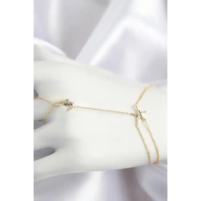 Pirinç Zirkon Taşlı Deniz Atı Ve Yıldız Model Gold Renk Şahmeran