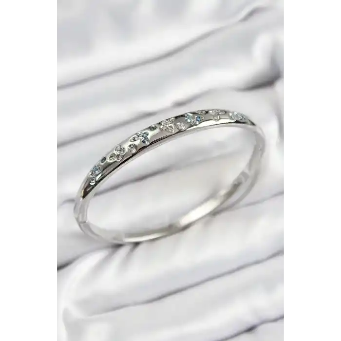 Pirinç Zirkon Taşlı Kelebek Model Gümüş Renk Kadın Kelepçe