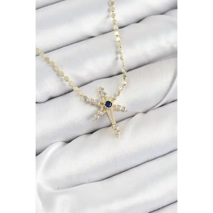 Pirinç Zirkon Taşlı Kutup Yıldızı Model Ezme Zincir Gold Renk Kadın Kolye