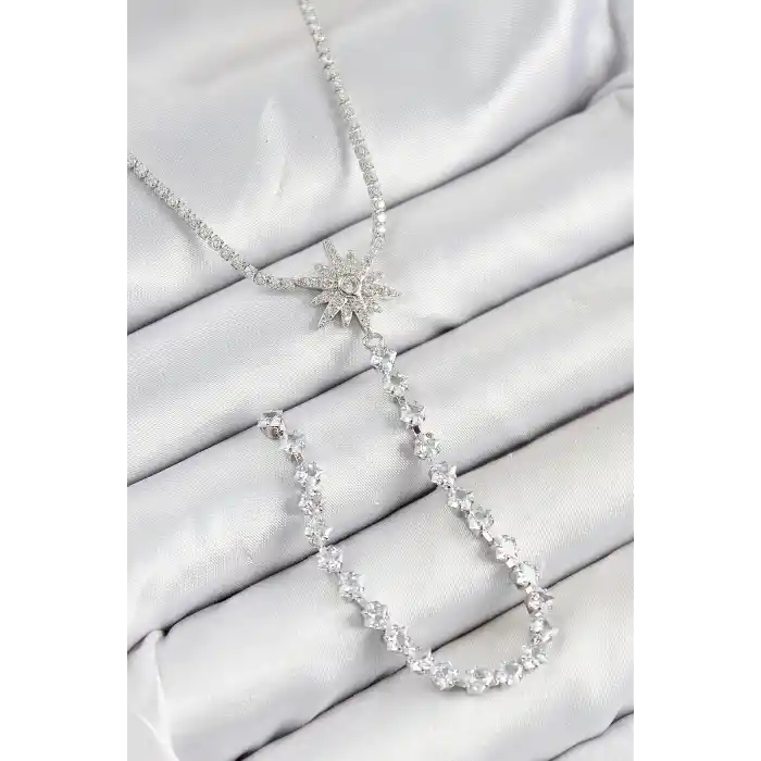 Pirinç Zirkon Taşlı Kutup Yıldızı Model Gold Renk Y Kolye