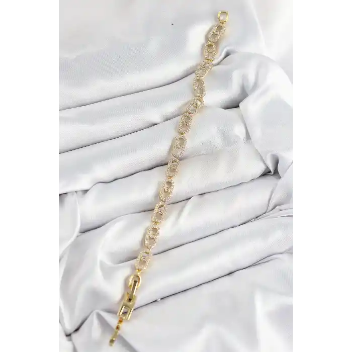 Pirinç Zirkon Taşlı Messika Model Gold Renk VIP Seri Kadın Bileklik