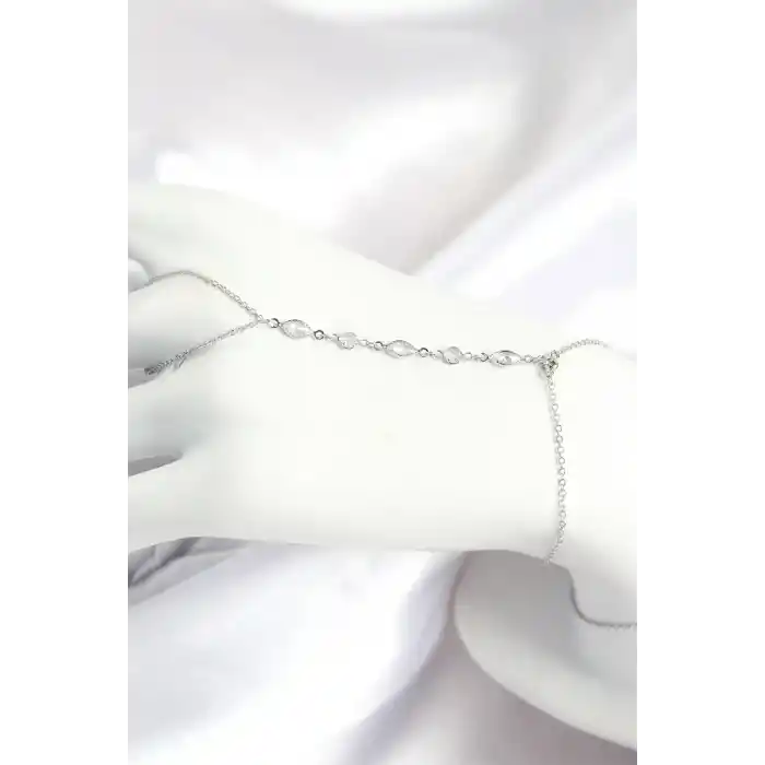 Pirinç Zirkon Taşlı Y Model Gümüş Renk Kadın Şahmeran