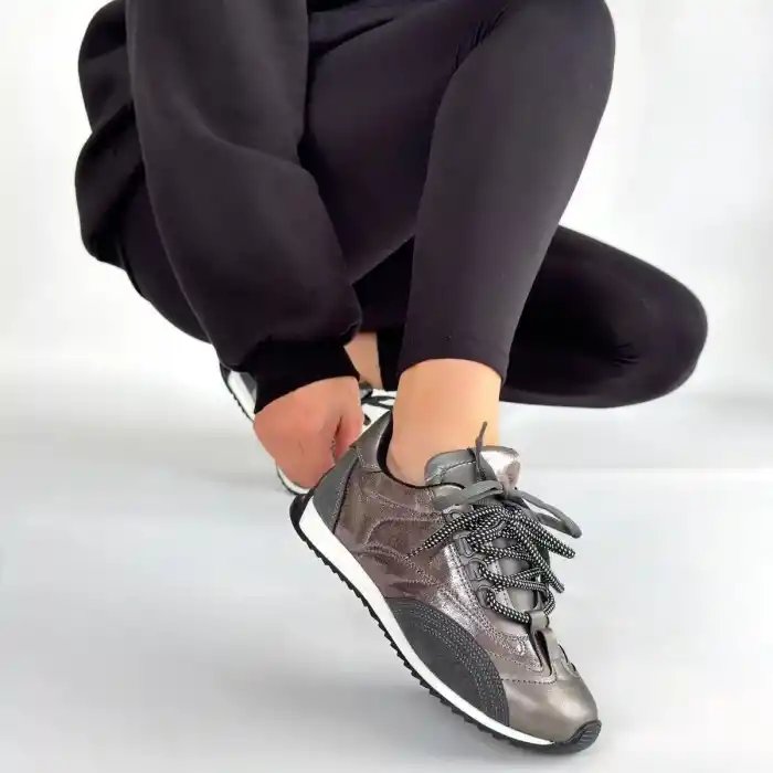 Ranu Platin Cilt Paraşüt Detaylı Bağcıklı Spor Ayakkabı