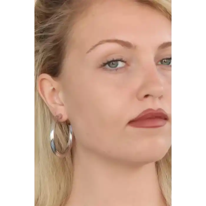 Silver Renk Halka Metal Bayan Küpe