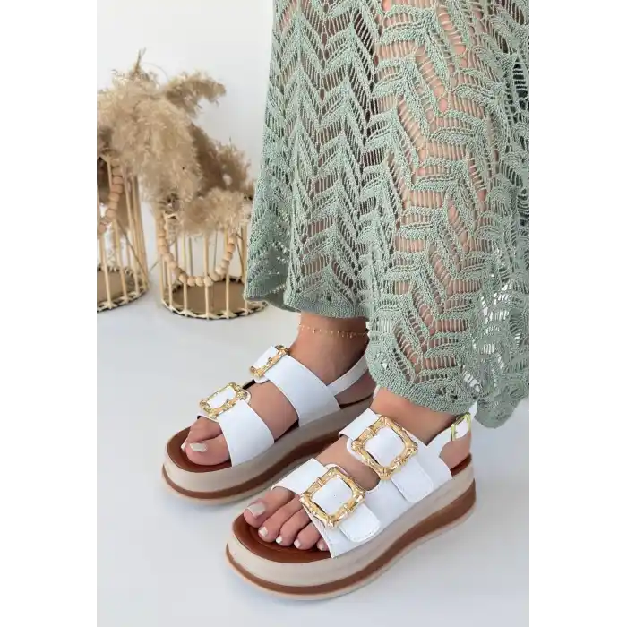 Stan Beyaz Cilt Sandalet