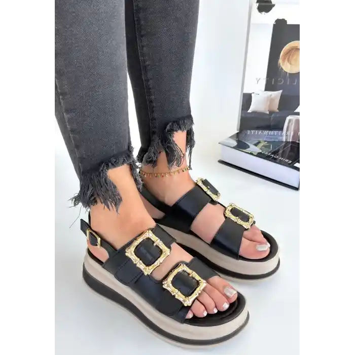 Stan Siyah Cilt Sandalet