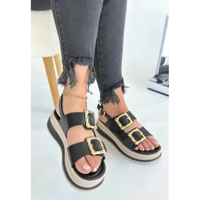 Stan Siyah Cilt Sandalet