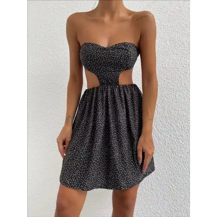 Taşlı straplez elbise