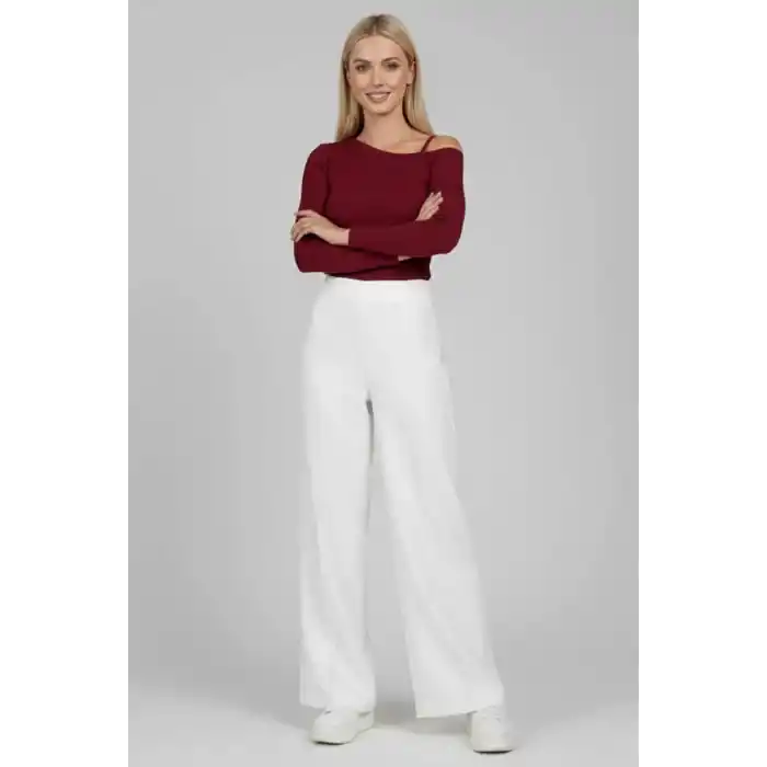 Tek Omuz İpli Bluz Bordo t4328