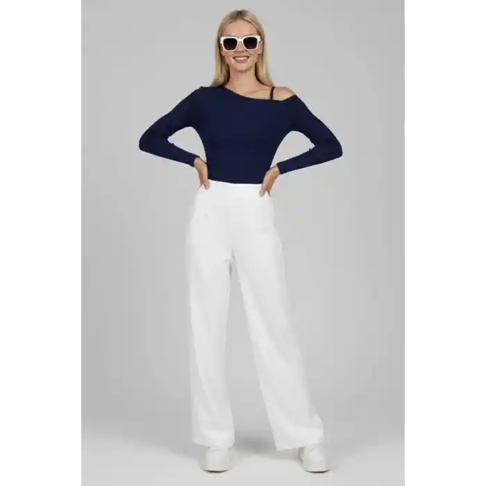 Tek Omuz İpli Bluz Lacivert T4328