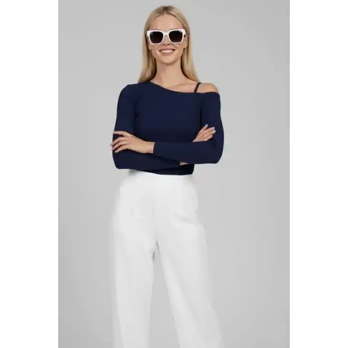 Tek Omuz İpli Bluz Lacivert T4328