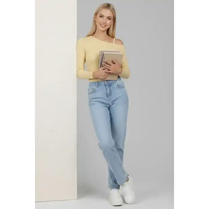 Tek Omuz İpli Bluz Sarı T4328