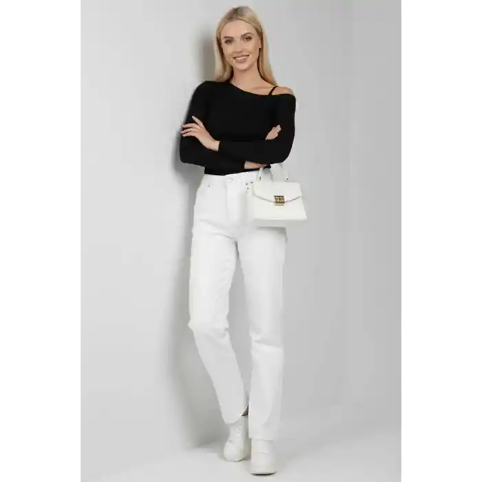 Tek Omuz İpli Bluz Siyah T4328