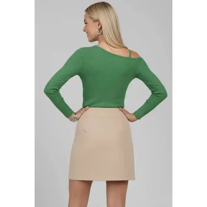 Tek Omuz İpli Bluz Yeşil T4328