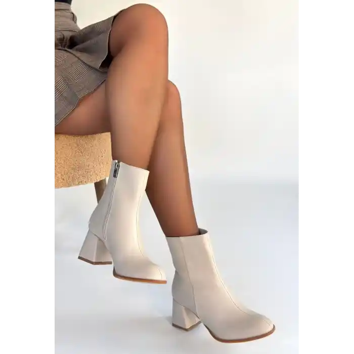 Tendy Bej Cilt Topuklu Bot