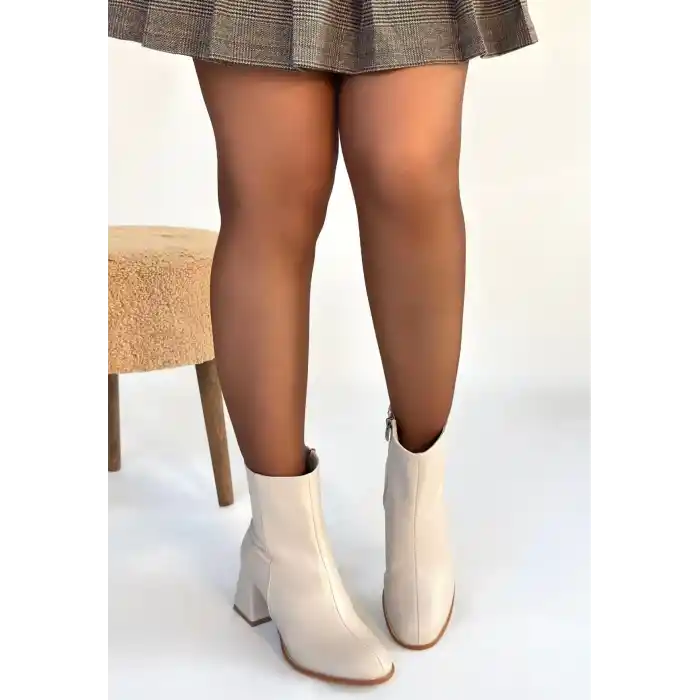 Tendy Bej Cilt Topuklu Bot