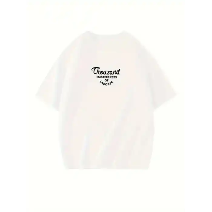 Thousand Ön Arka Baskılı Oversize Bisiklet Yaka T-shirt - Beyaz