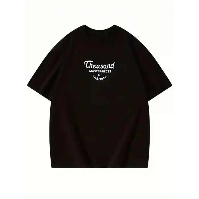 Thousand Ön Arka Baskılı Oversize Bisiklet Yaka T-shirt - Siyah