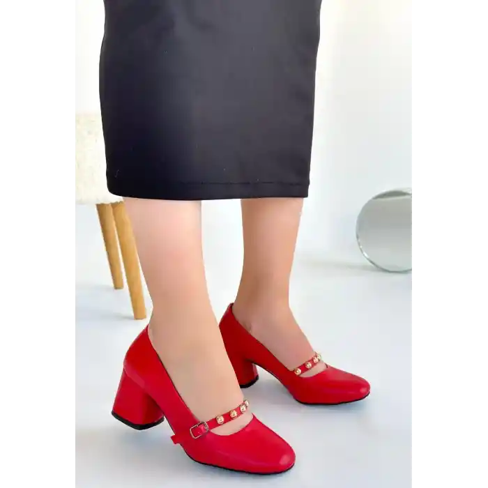 Tino Kırmızı Cilt Topuklu Ayakkabı