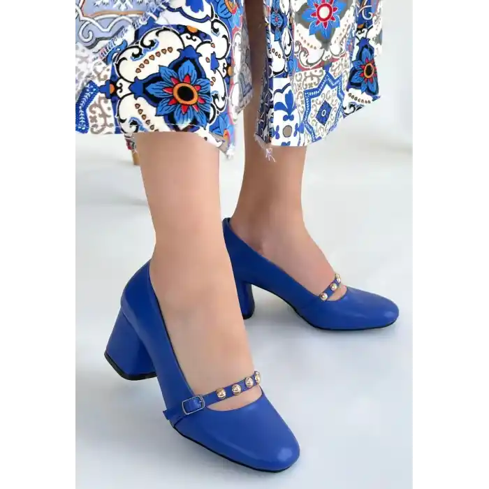 Tino Mavi Cilt Topuklu Ayakkabı