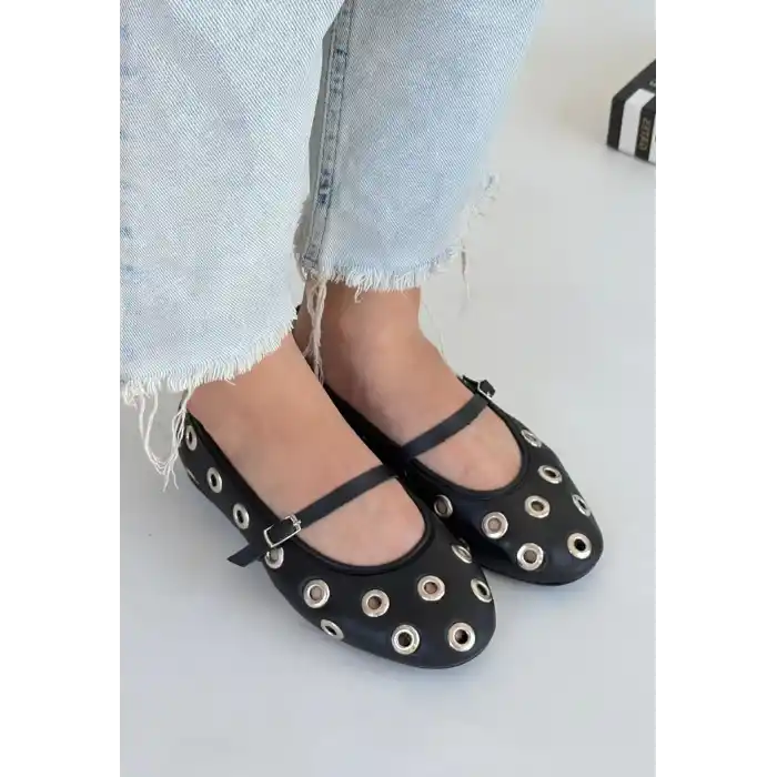 Tinta Siyah Cilt Babet Ayakkabı