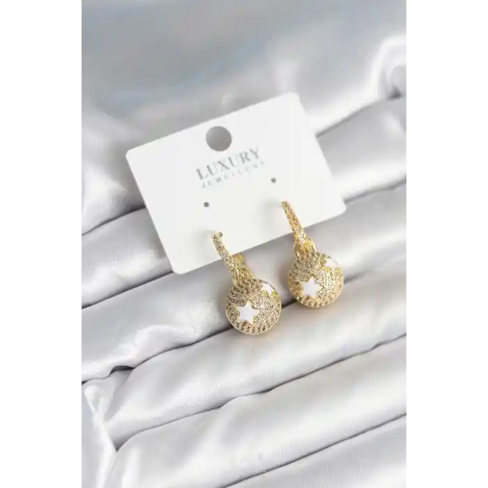 Top Yıldız Model Zirkon Taşlı Kadın Küpe