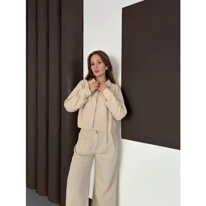 Trenç takım alt üst bej ons