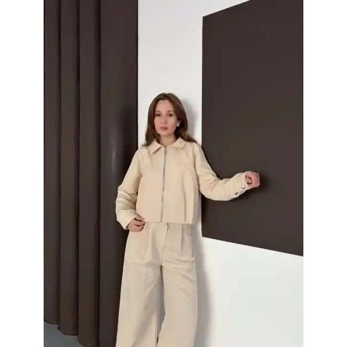 Trenç takım alt üst bej ons