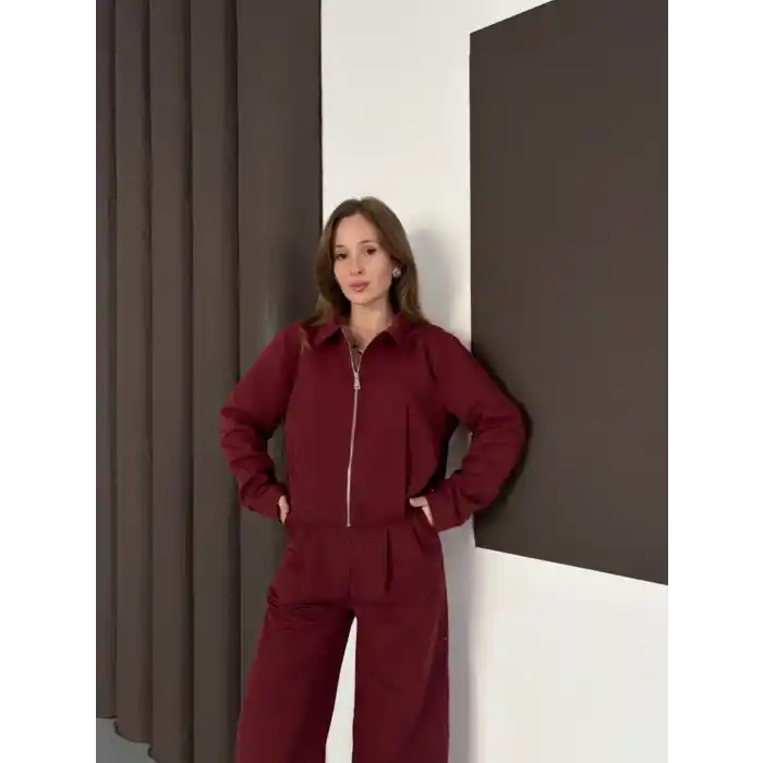 Trenç takım alt üst bordo ons