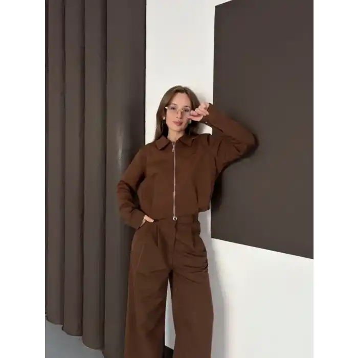 Trenç takım alt üst kahve ons