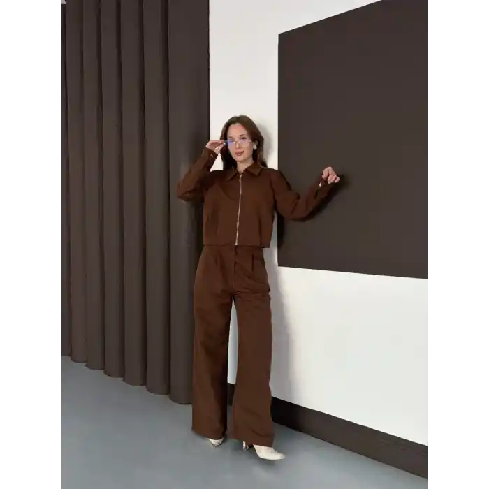 Trenç takım alt üst kahve ons