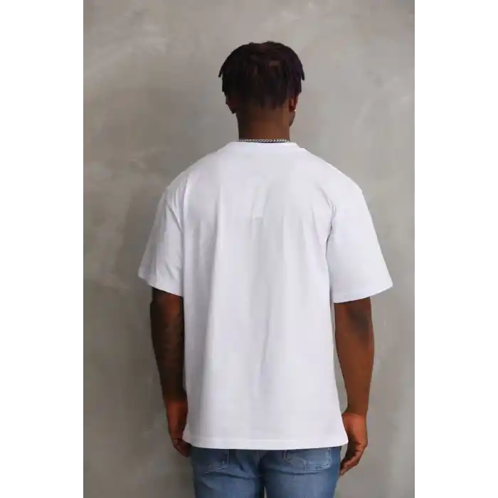 Unisex Baskılı Oversize T-Shirt - Beyaz